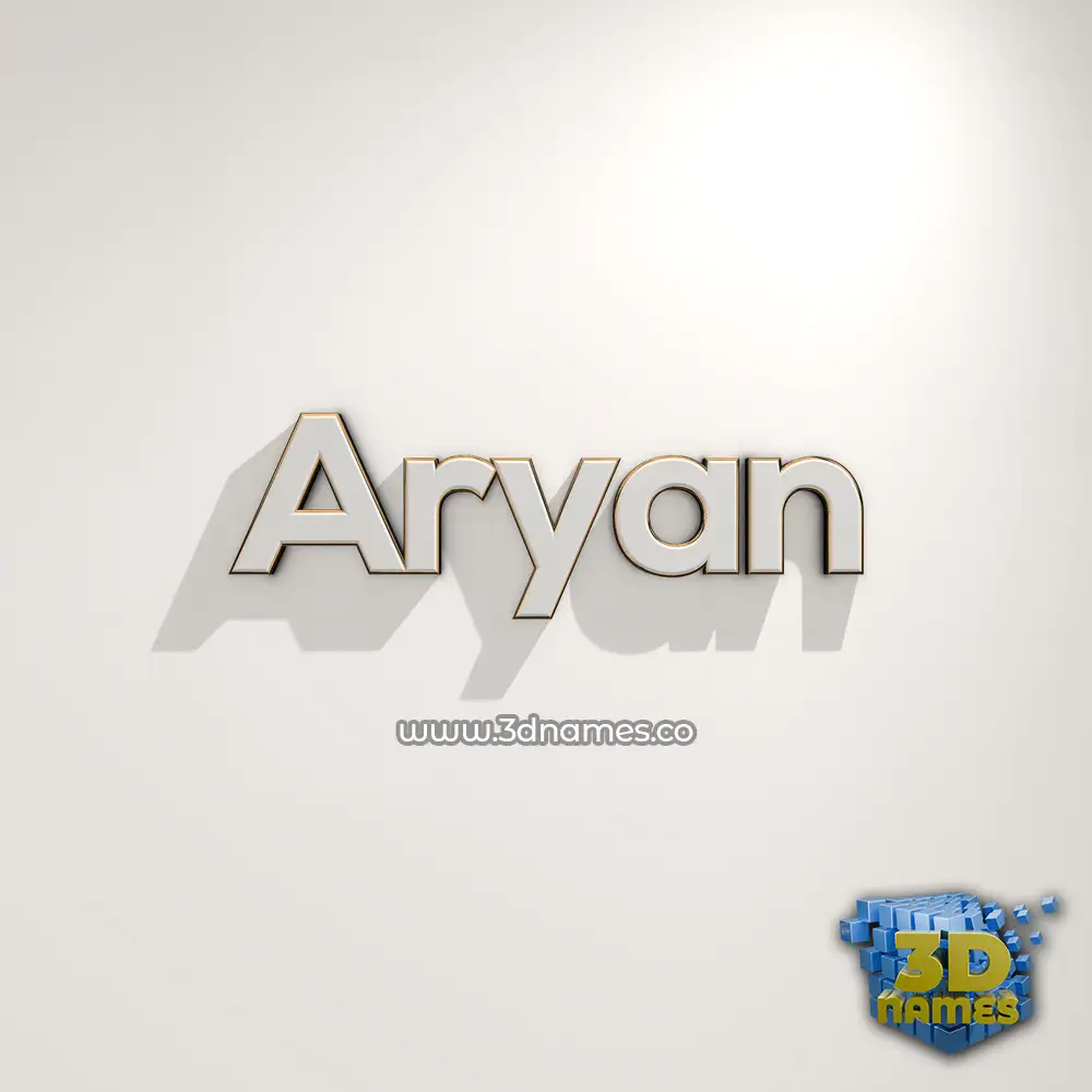 aryan in White Logo Warm style - 3D name wallpaper