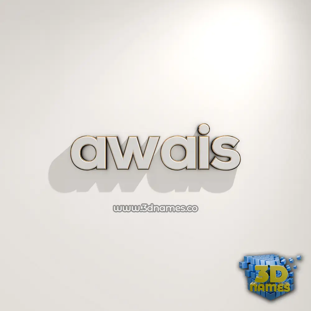 awais in White Logo Warm style - 3D name wallpaper