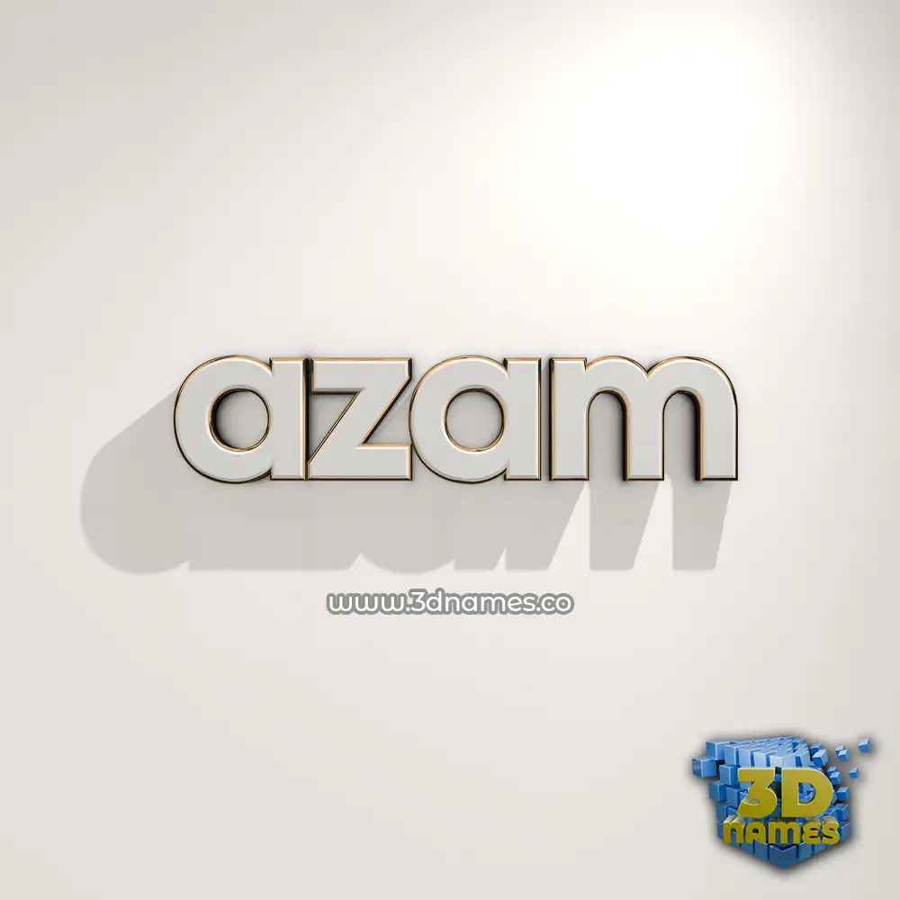 azam in White Logo Warm style - 3D name wallpaper