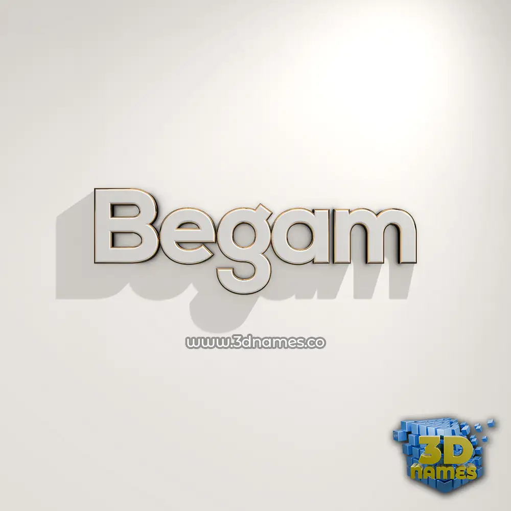 begam in White Logo Warm style - 3D name wallpaper