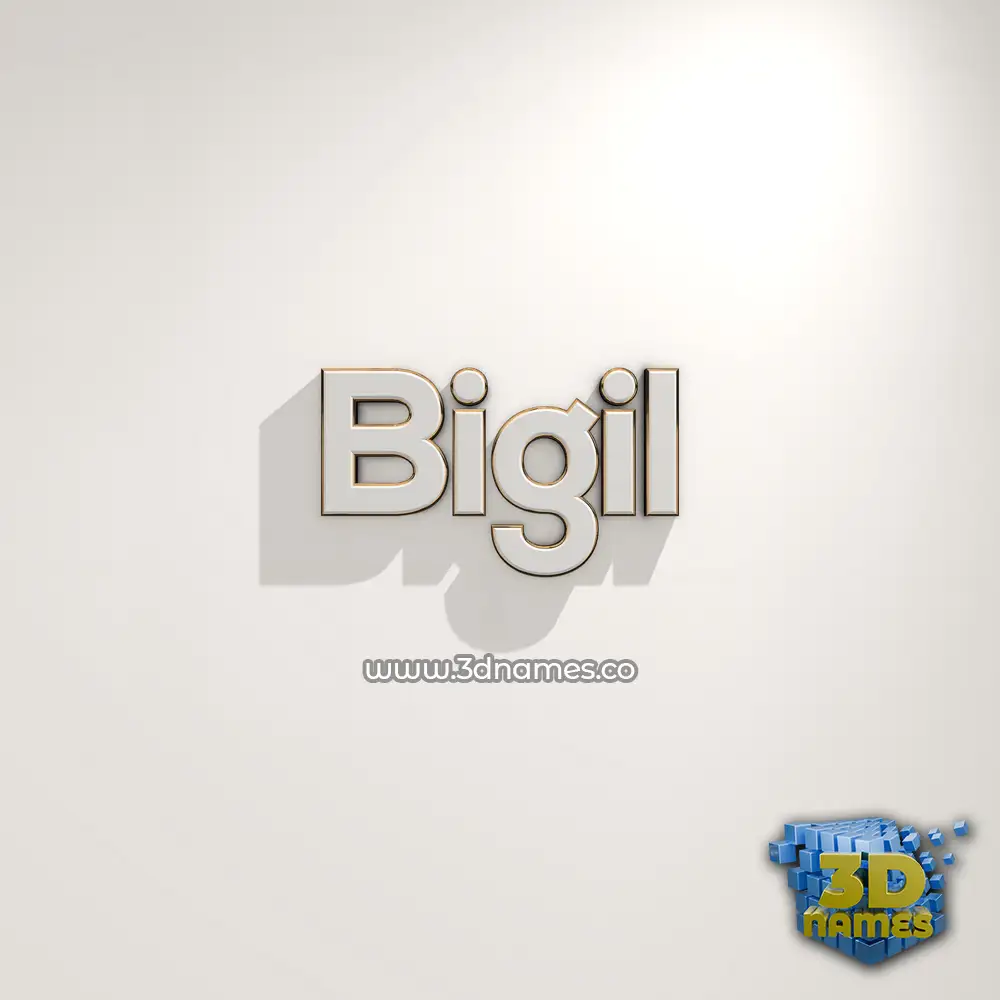 bigil in White Logo Warm style - 3D name wallpaper