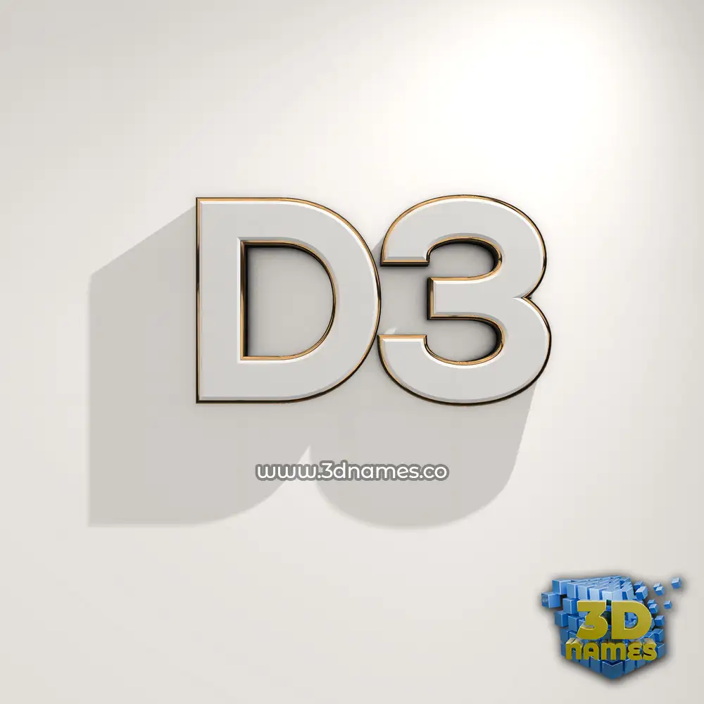 d3 in White Logo Warm style - 3D name wallpaper