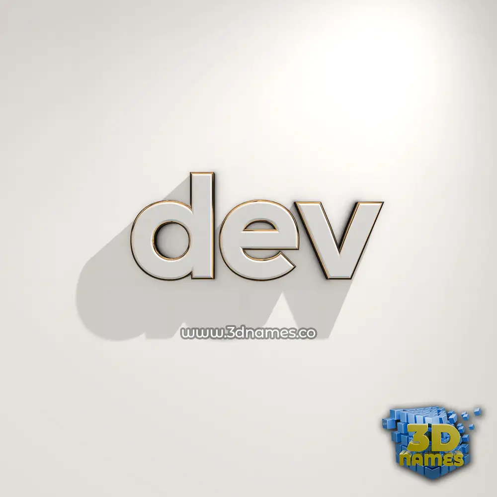 dev in White Logo Warm style - 3D name wallpaper