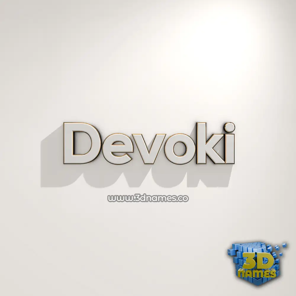 devoki in White Logo Warm style - 3D name wallpaper