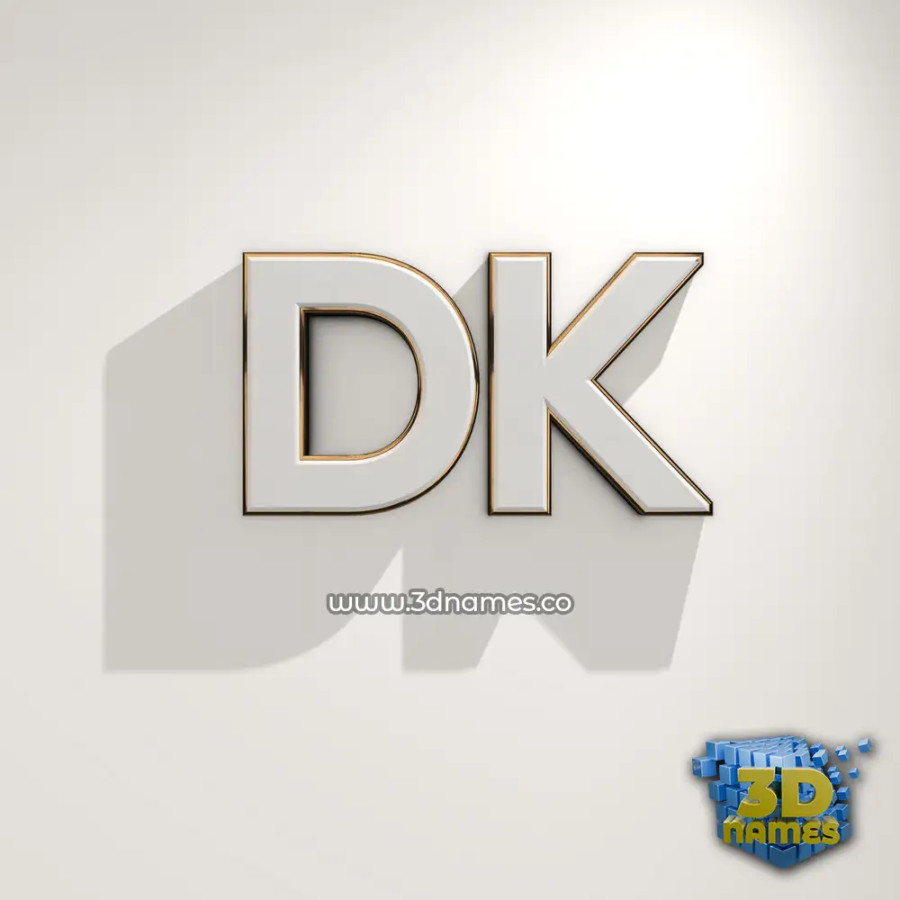 dk in White Logo Warm style - 3D name wallpaper