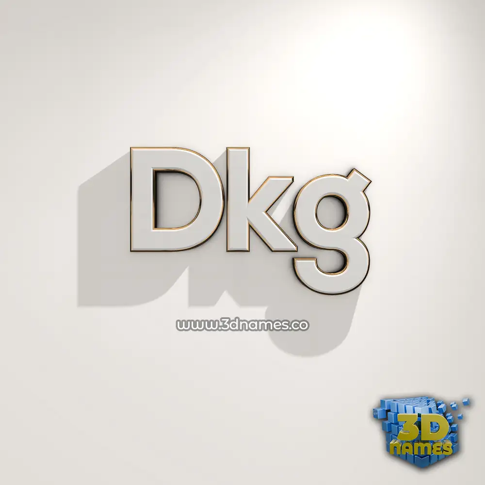 dkg in White Logo Warm style - 3D name wallpaper