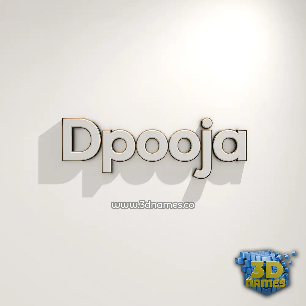dpooja in White Logo Warm style - 3D name wallpaper
