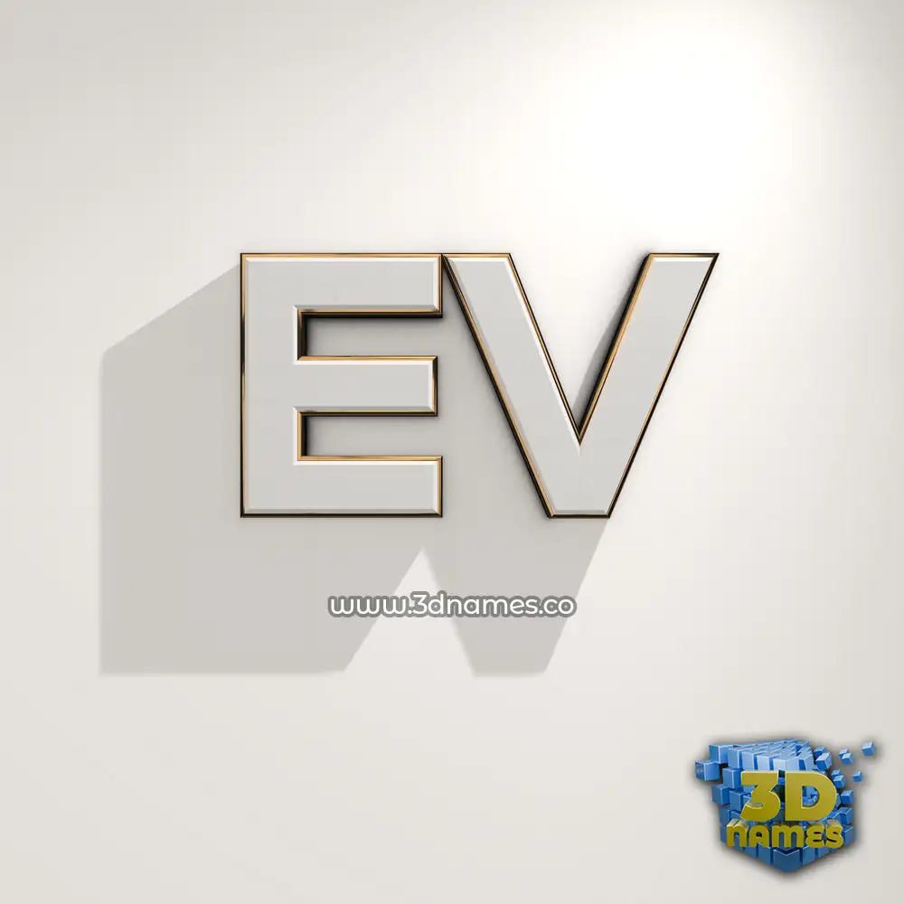 ev in White Logo Warm style - 3D name wallpaper