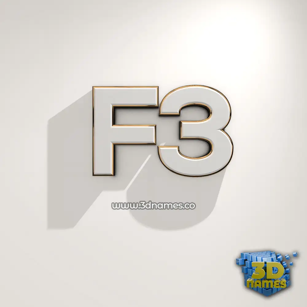 f3 in White Logo Warm style - 3D name wallpaper