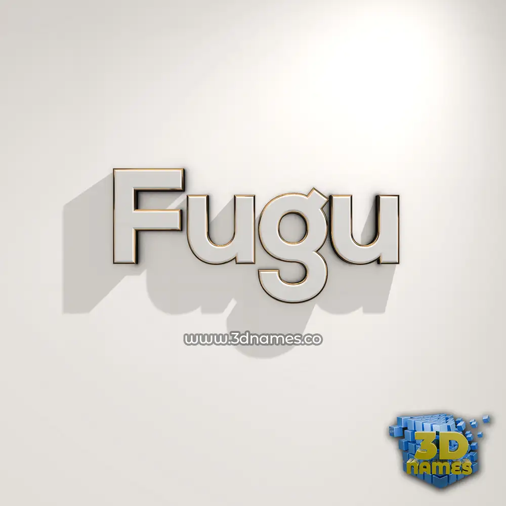 fugu in White Logo Warm style - 3D name wallpaper