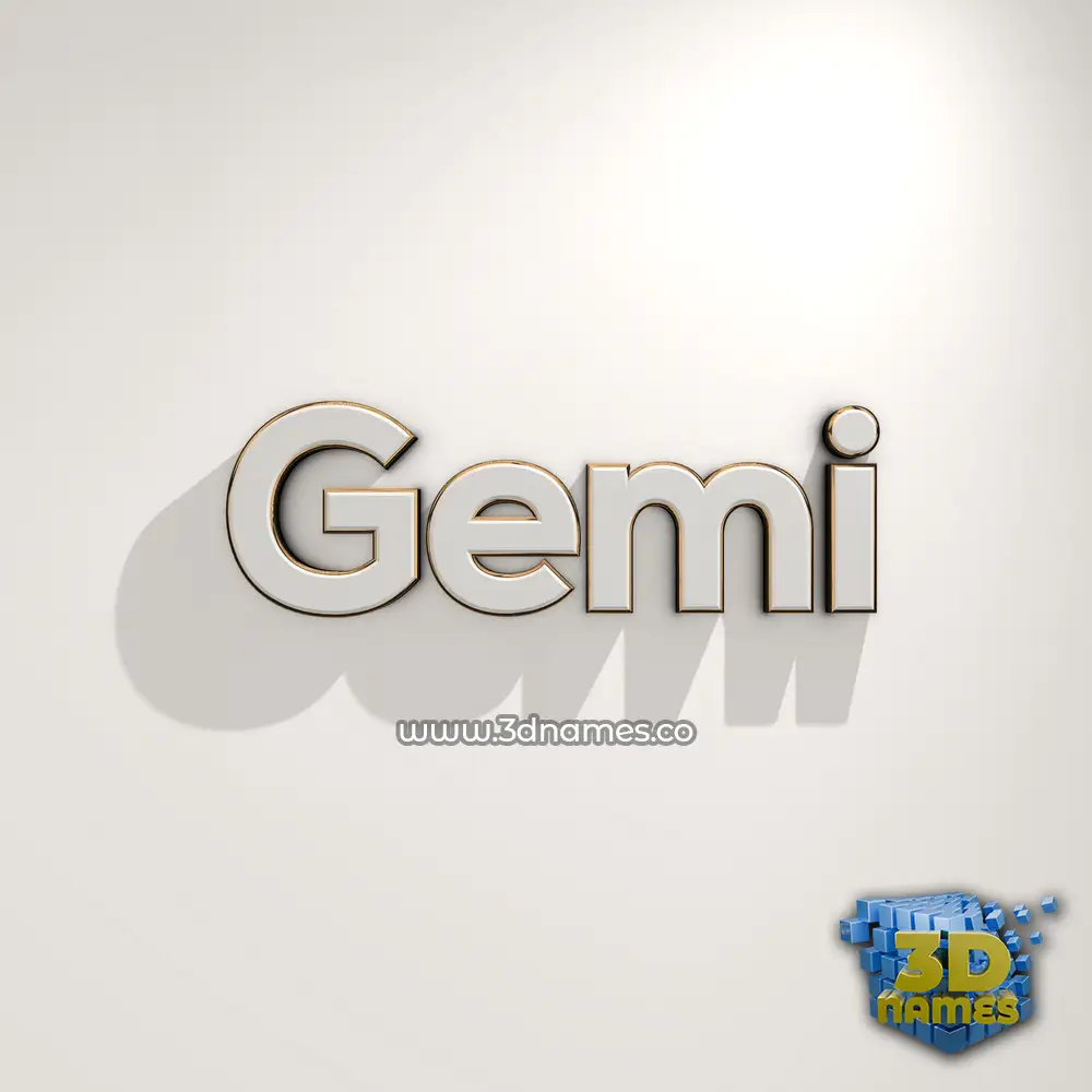 gemi in White Logo Warm style - 3D name wallpaper