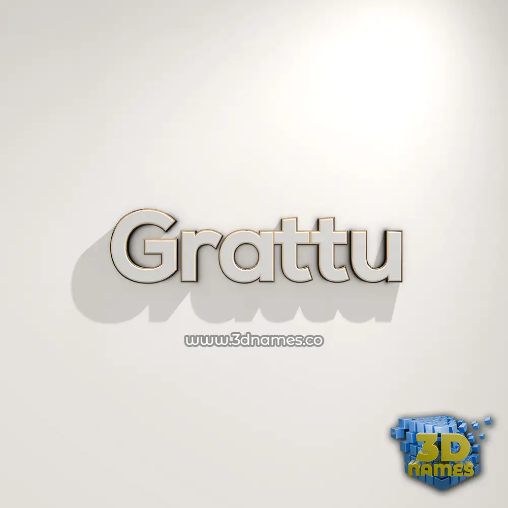 grattu in White Logo Warm style - 3D name wallpaper