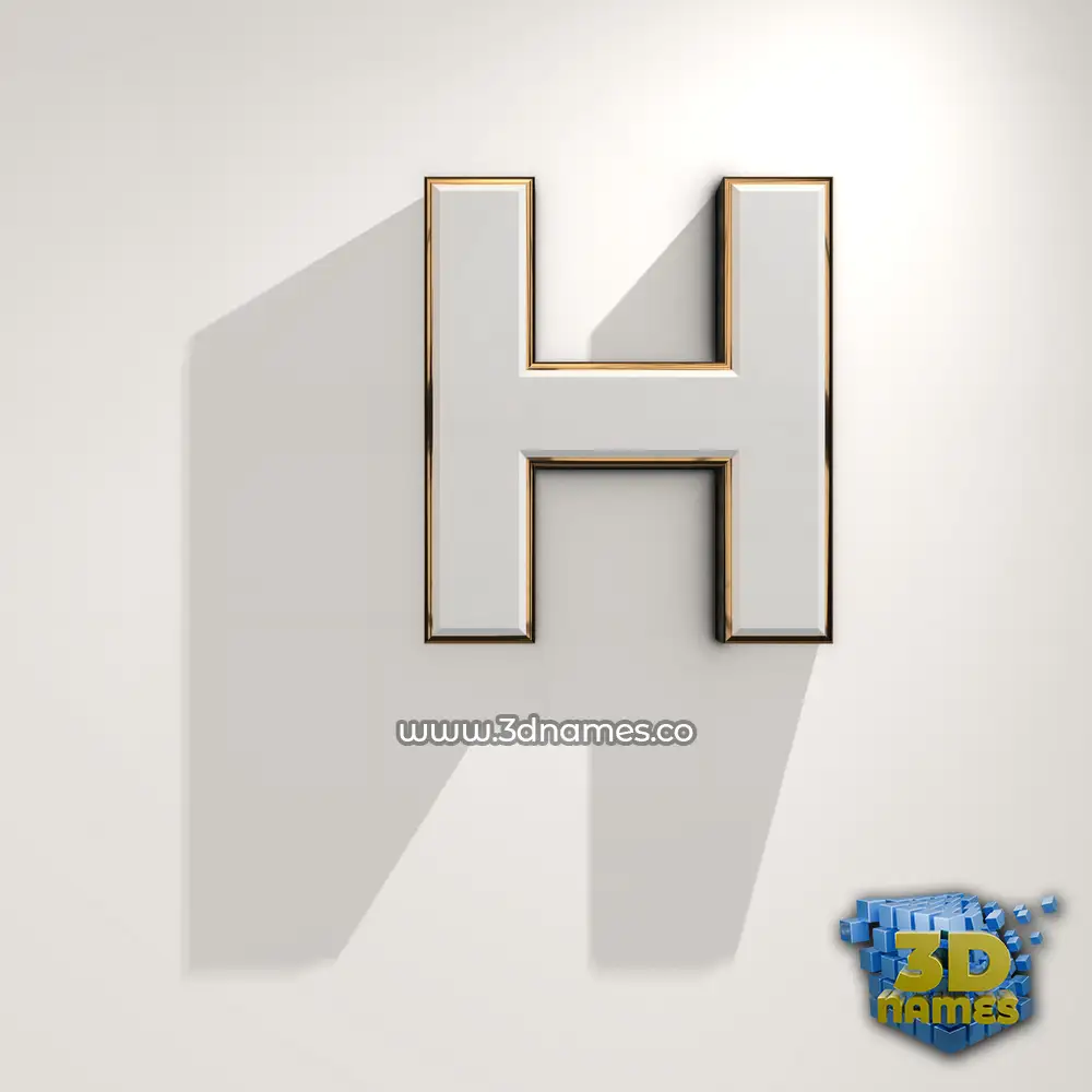 h in White Logo Warm style - 3D name wallpaper