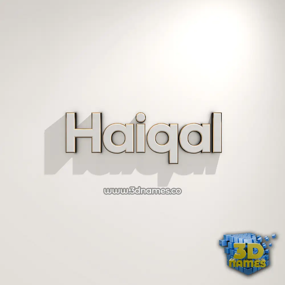 haiqal in White Logo Warm style - 3D name wallpaper