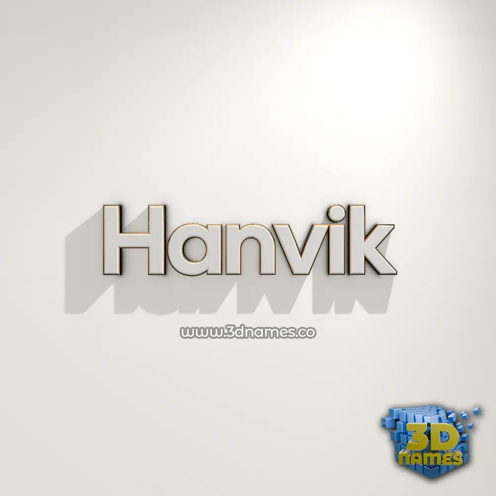 hanvik in White Logo Warm style - 3D name wallpaper