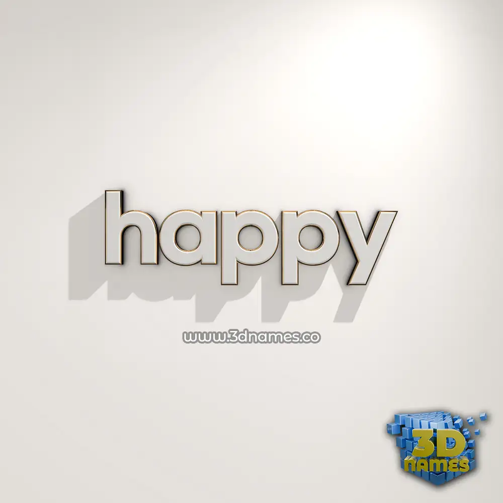 happy in White Logo Warm style - 3D name wallpaper