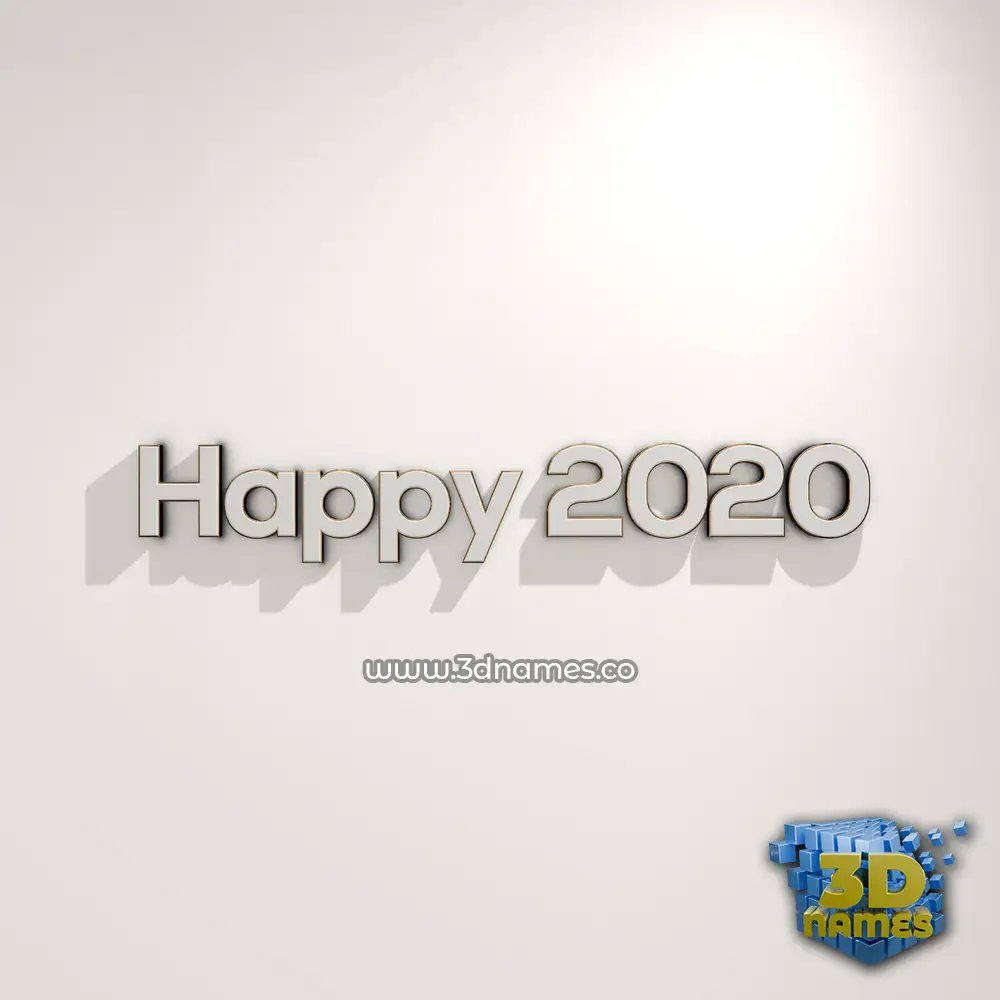 happy 2020 in White Logo Warm style - 3D name wallpaper