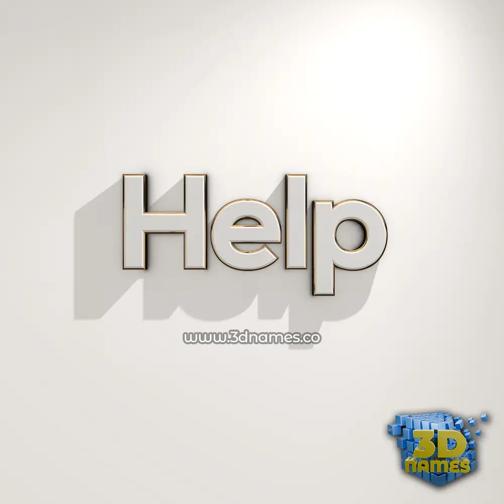 help in White Logo Warm style - 3D name wallpaper