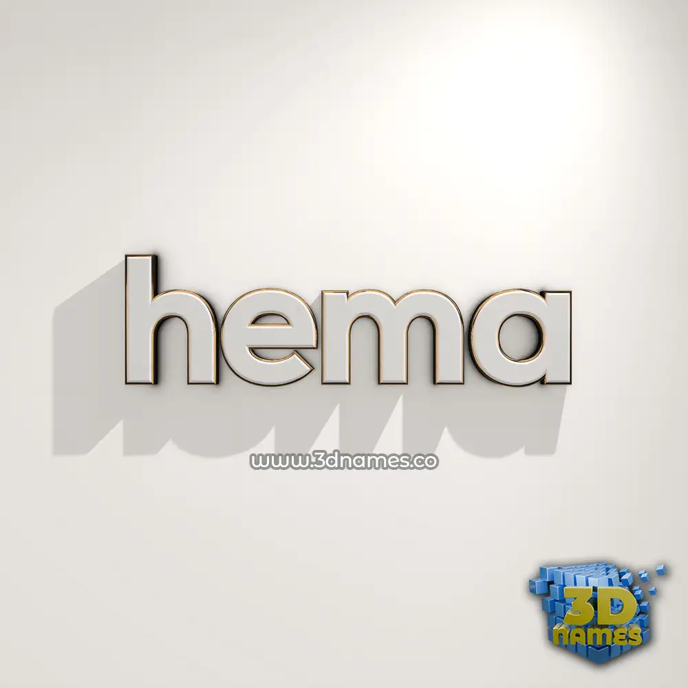 hema in White Logo Warm style - 3D name wallpaper