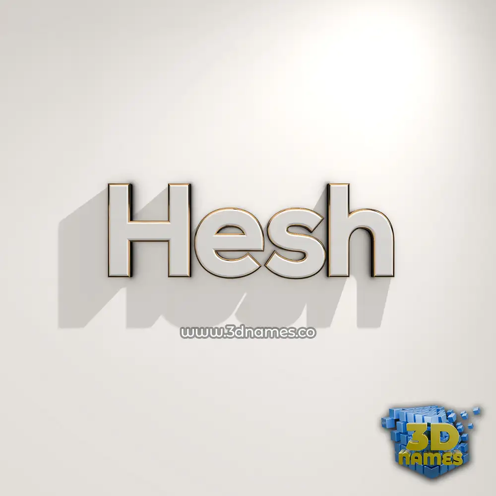 hesh in White Logo Warm style - 3D name wallpaper