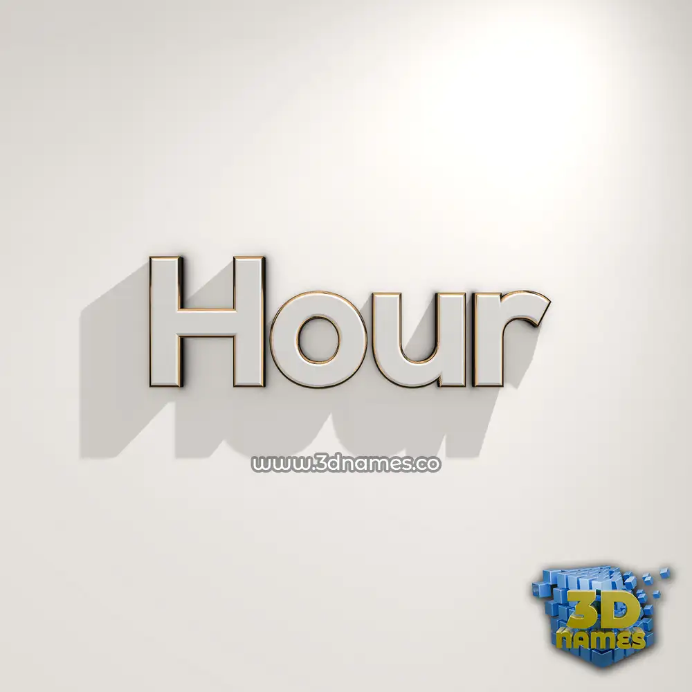 hour in White Logo Warm style - 3D name wallpaper