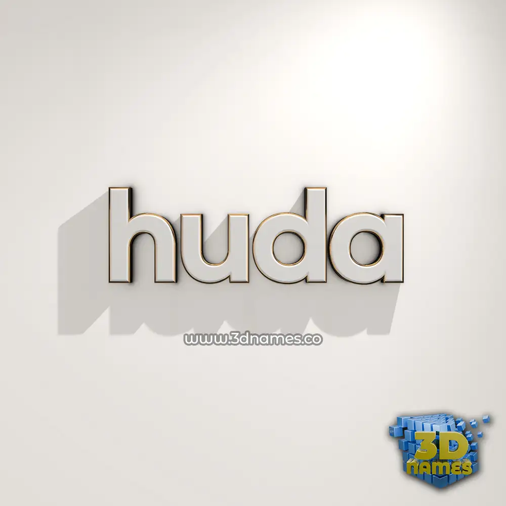 huda in White Logo Warm style - 3D name wallpaper