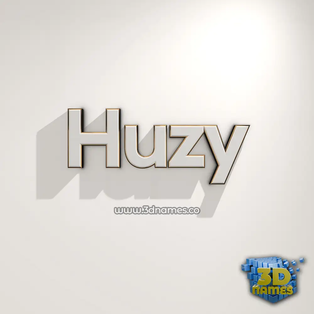 huzy in White Logo Warm style - 3D name wallpaper