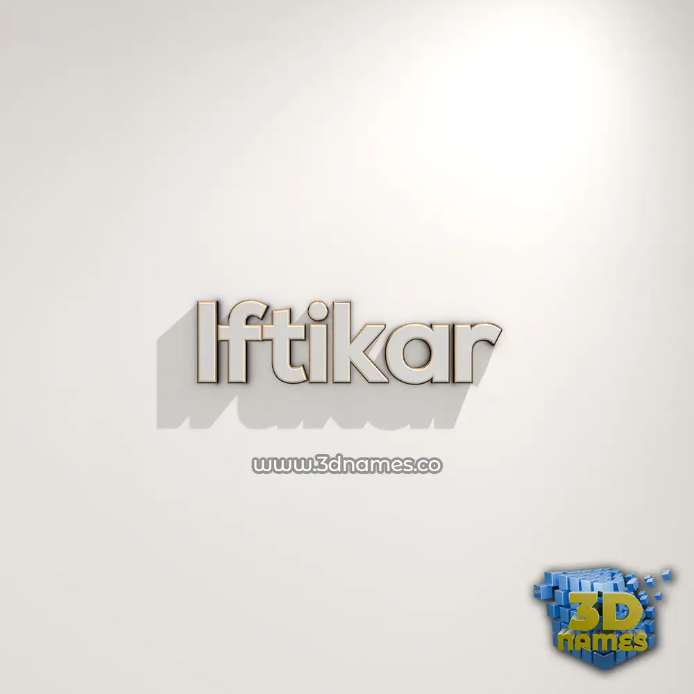 iftikar in White Logo Warm style - 3D name wallpaper