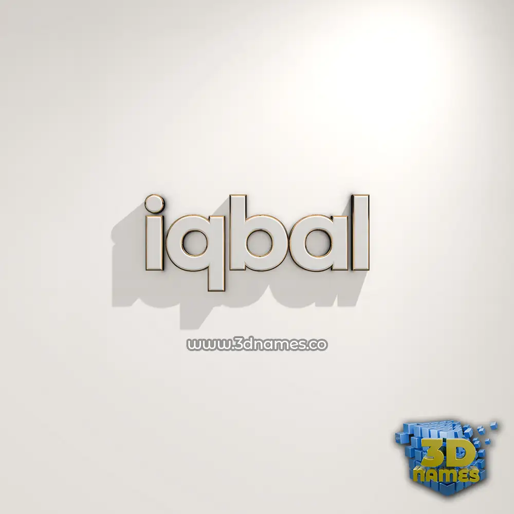 iqbal in White Logo Warm style - 3D name wallpaper