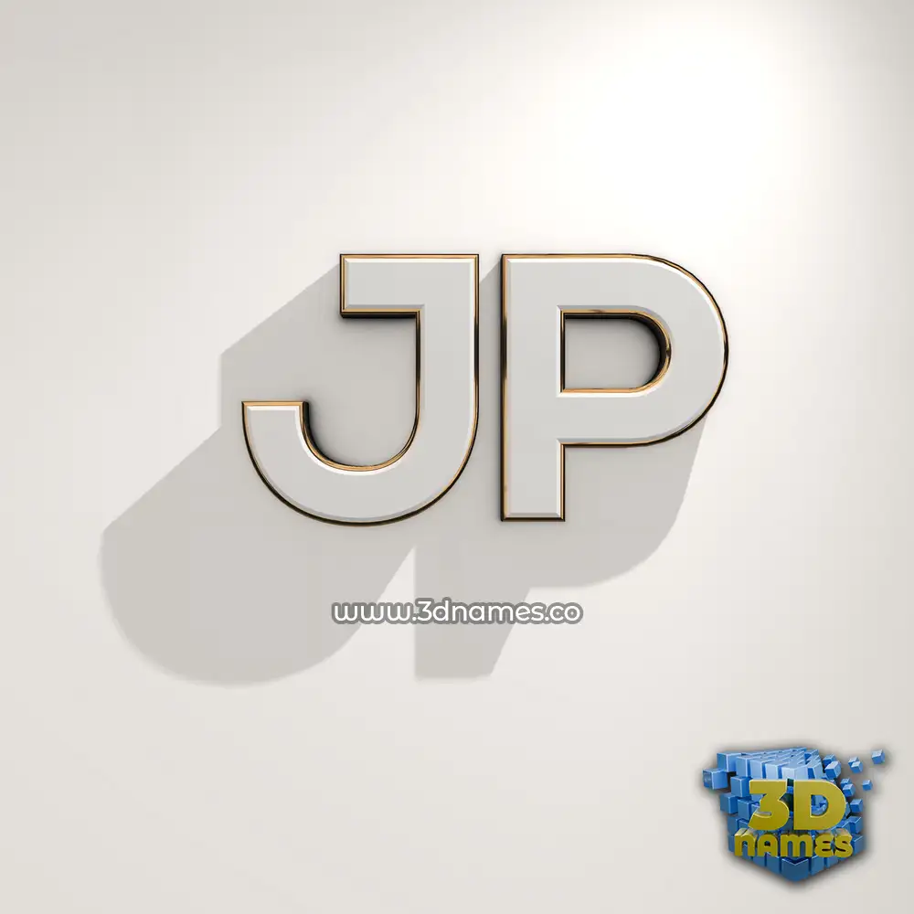 jp in White Logo Warm style - 3D name wallpaper