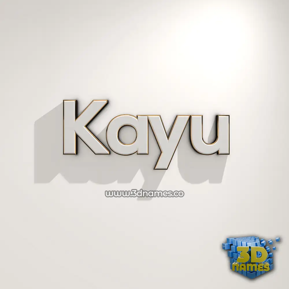 kayu in White Logo Warm style - 3D name wallpaper