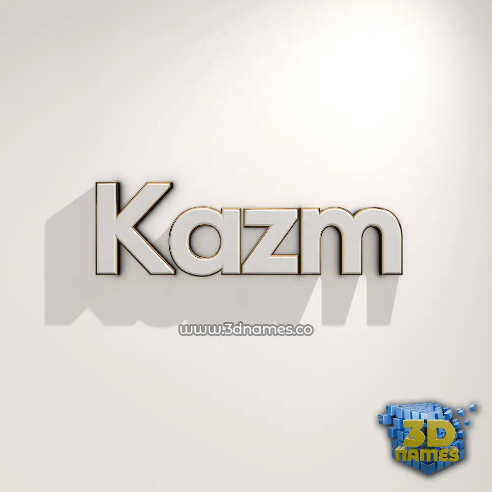 kazm in White Logo Warm style - 3D name wallpaper