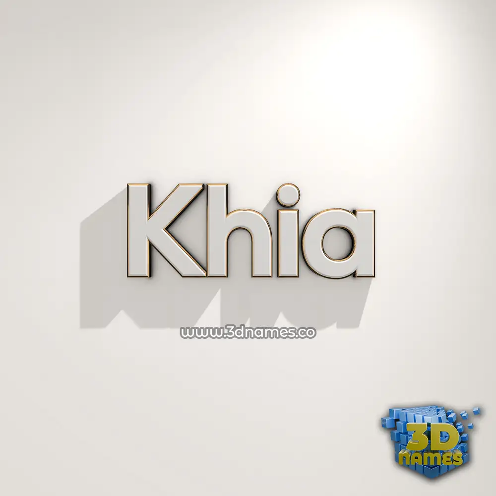 khia in White Logo Warm style - 3D name wallpaper