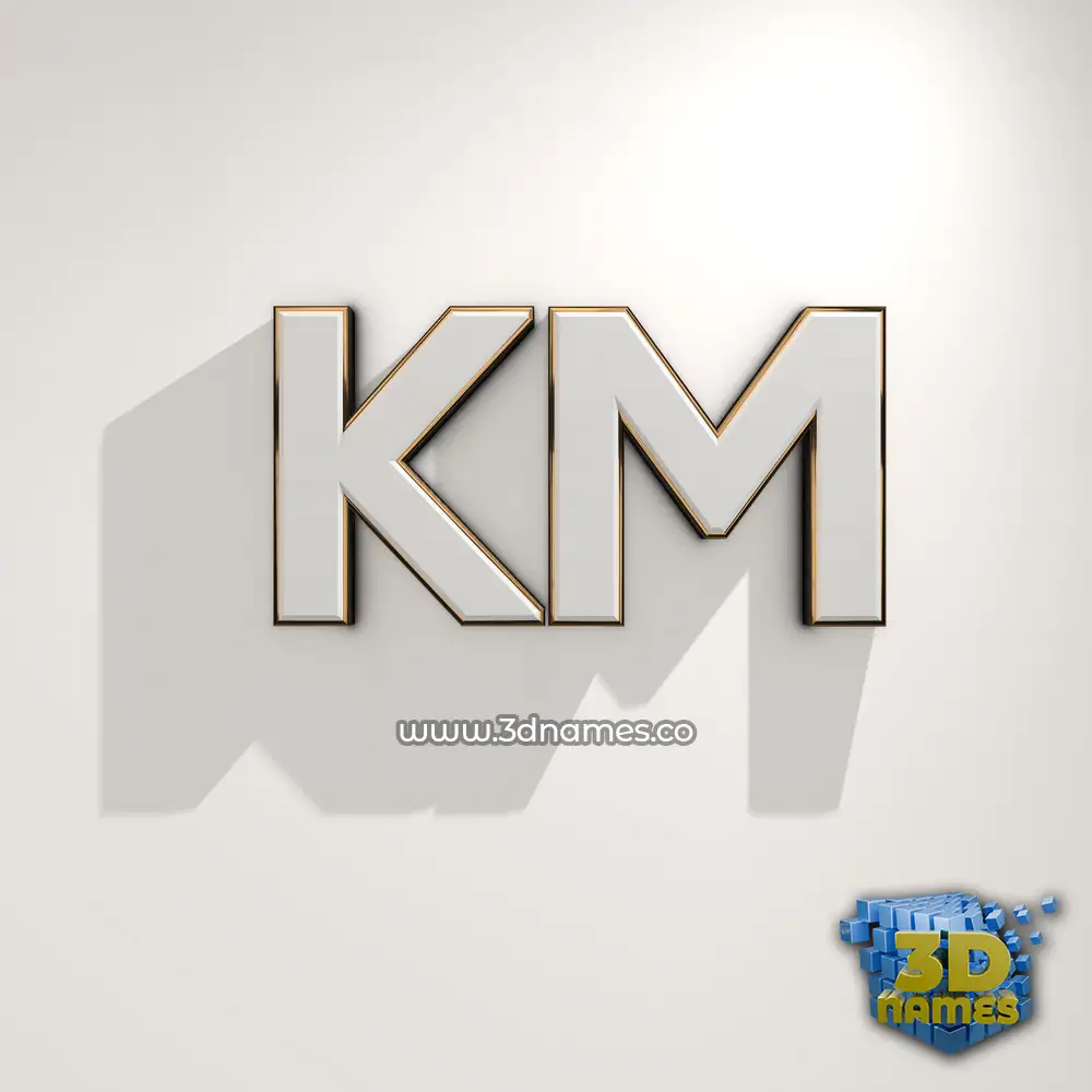 km in White Logo Warm style - 3D name wallpaper