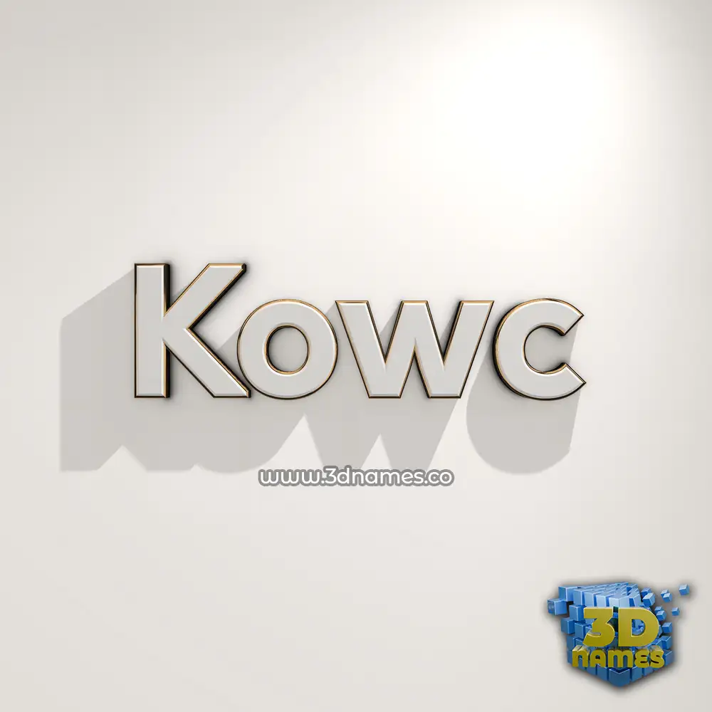 kowc in White Logo Warm style - 3D name wallpaper