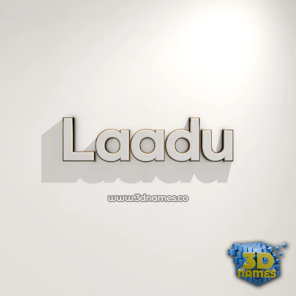 laadu in White Logo Warm style - 3D name wallpaper