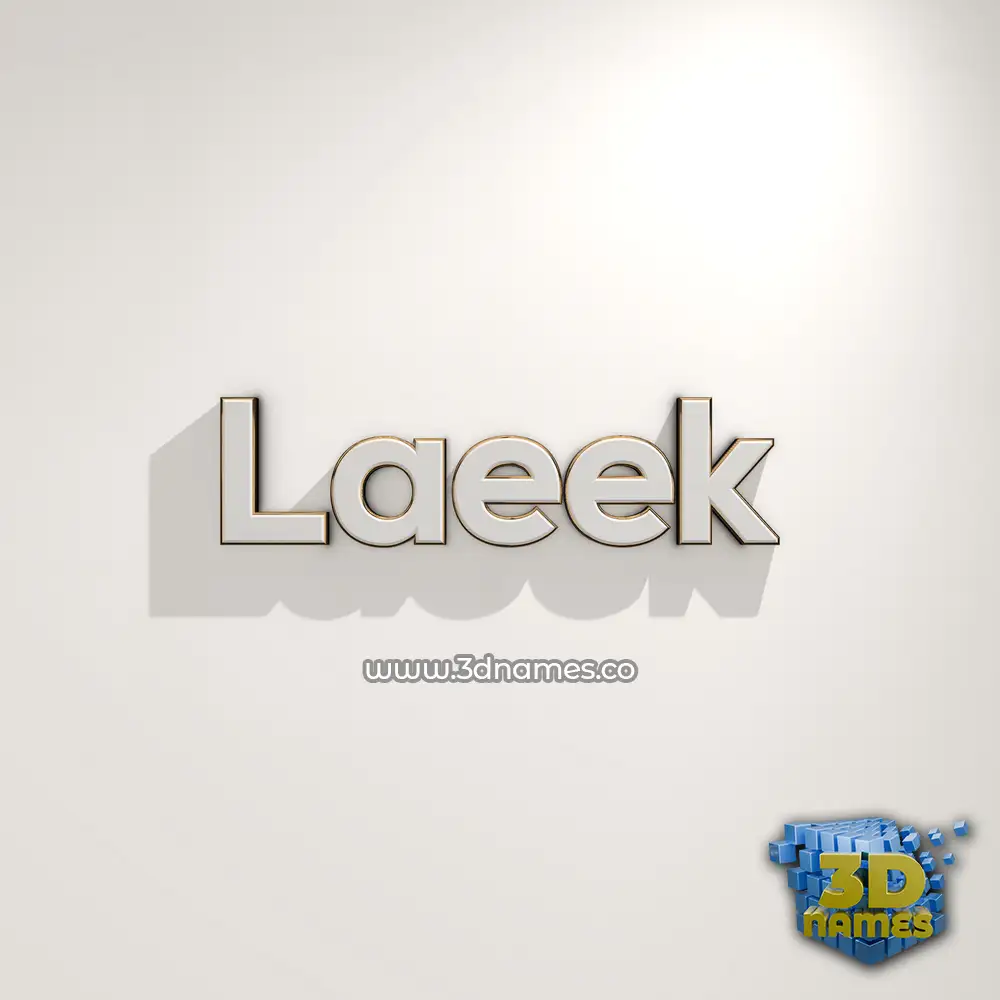 laeek in White Logo Warm style - 3D name wallpaper