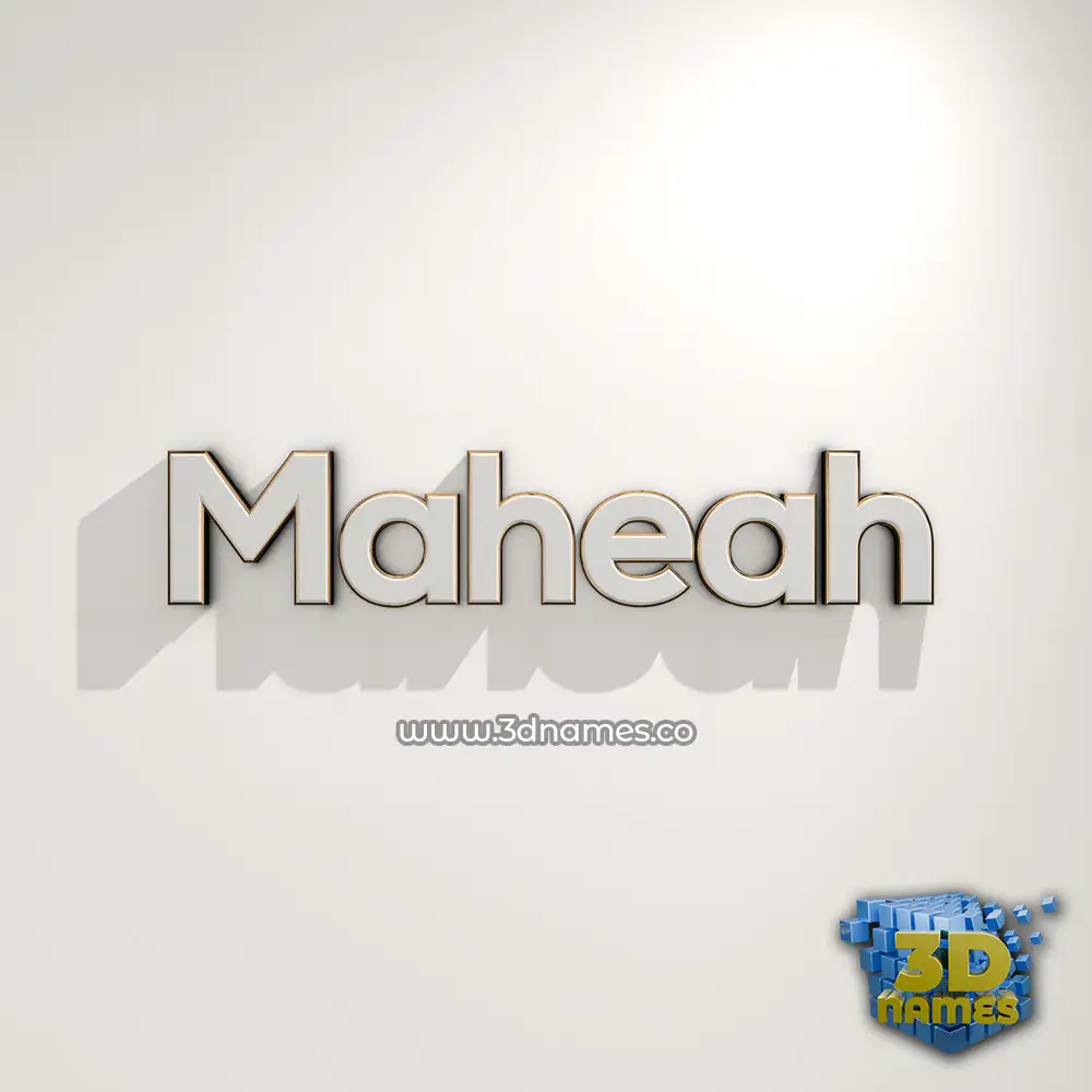 maheah in White Logo Warm style - 3D name wallpaper