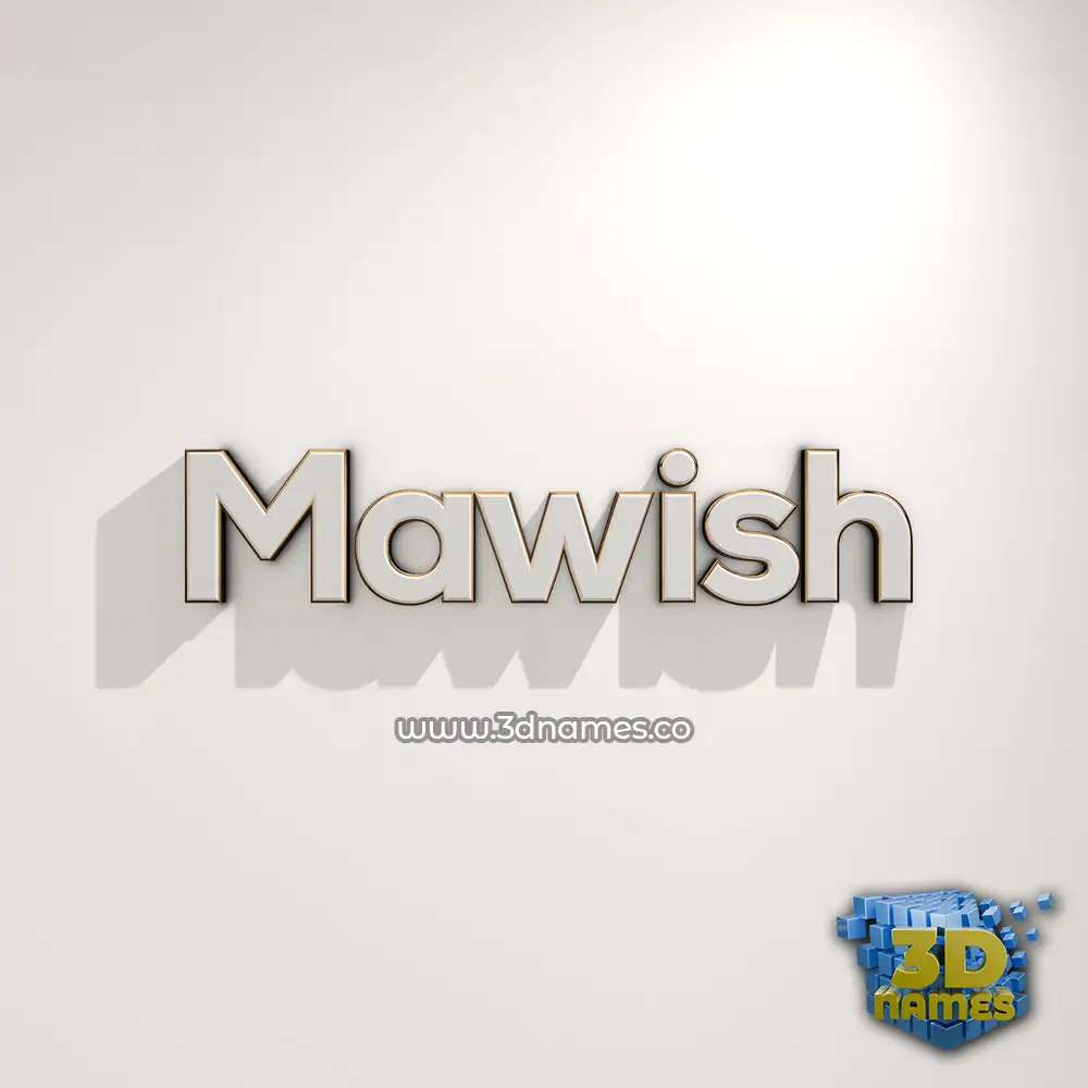 mawish in White Logo Warm style - 3D name wallpaper