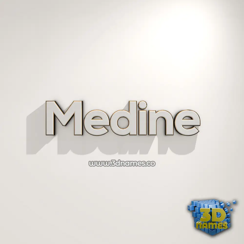 medine in White Logo Warm style - 3D name wallpaper