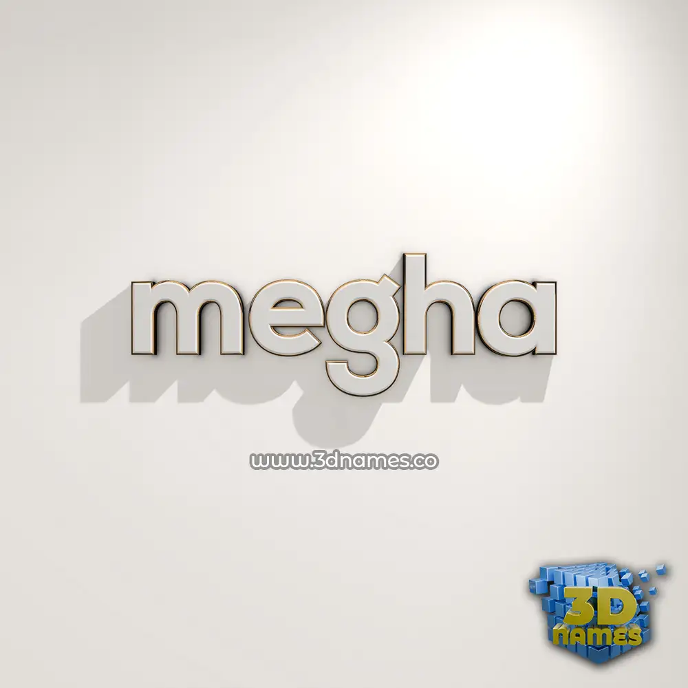 megha in White Logo Warm style - 3D name wallpaper