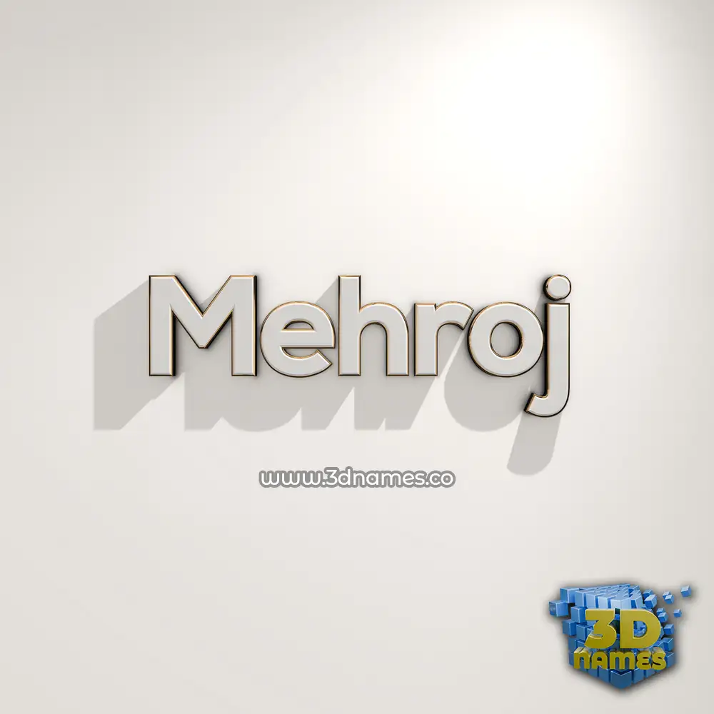 mehroj in White Logo Warm style - 3D name wallpaper