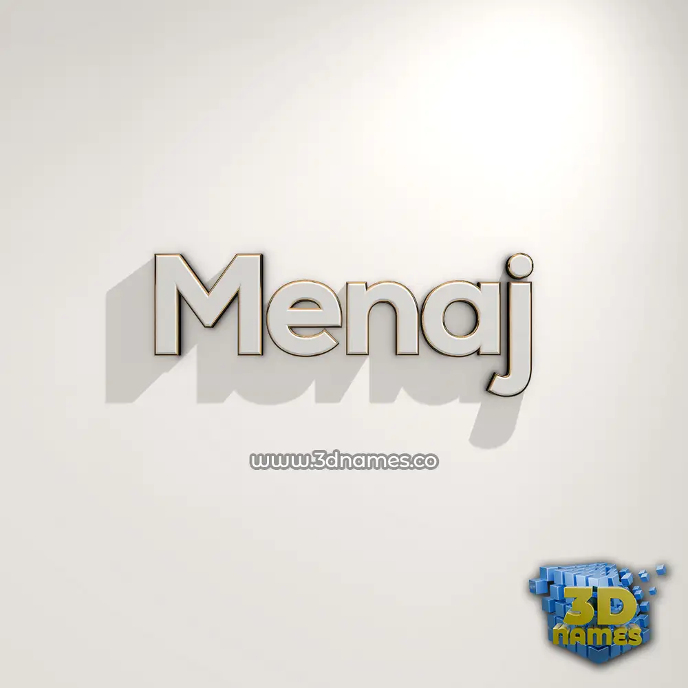 menaj in White Logo Warm style - 3D name wallpaper
