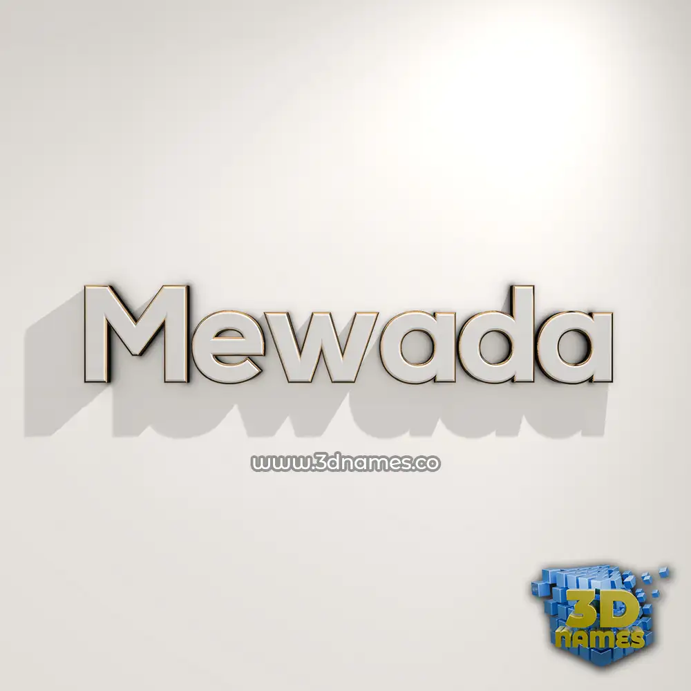 mewada in White Logo Warm style - 3D name wallpaper