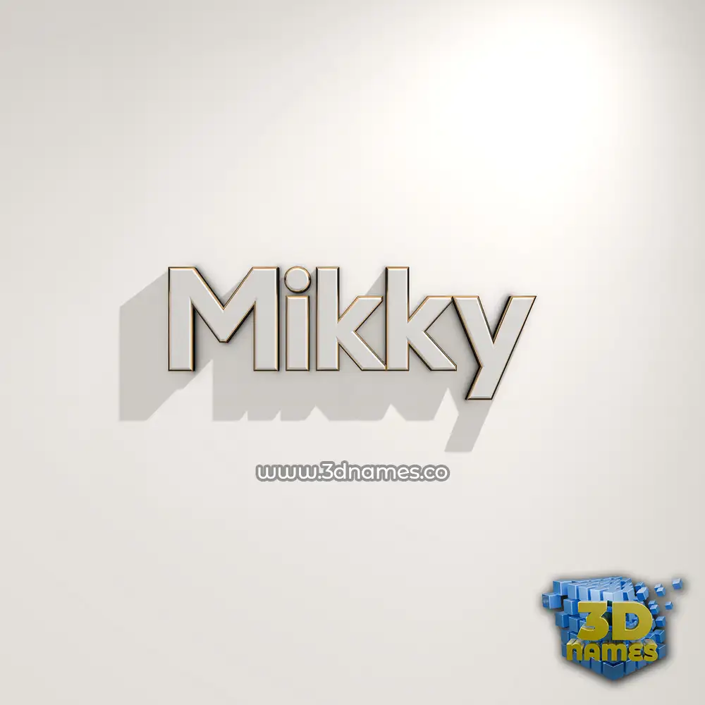mikky in White Logo Warm style - 3D name wallpaper