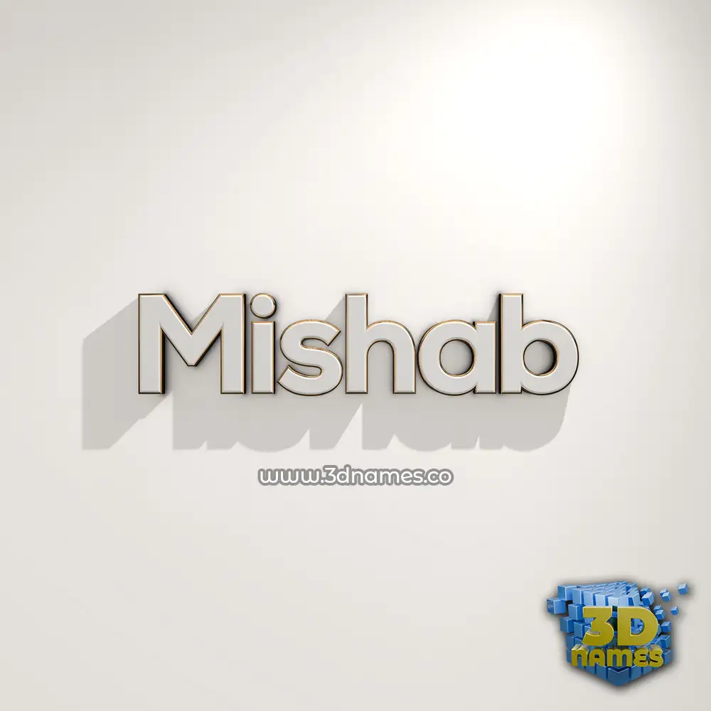 mishab in White Logo Warm style - 3D name wallpaper