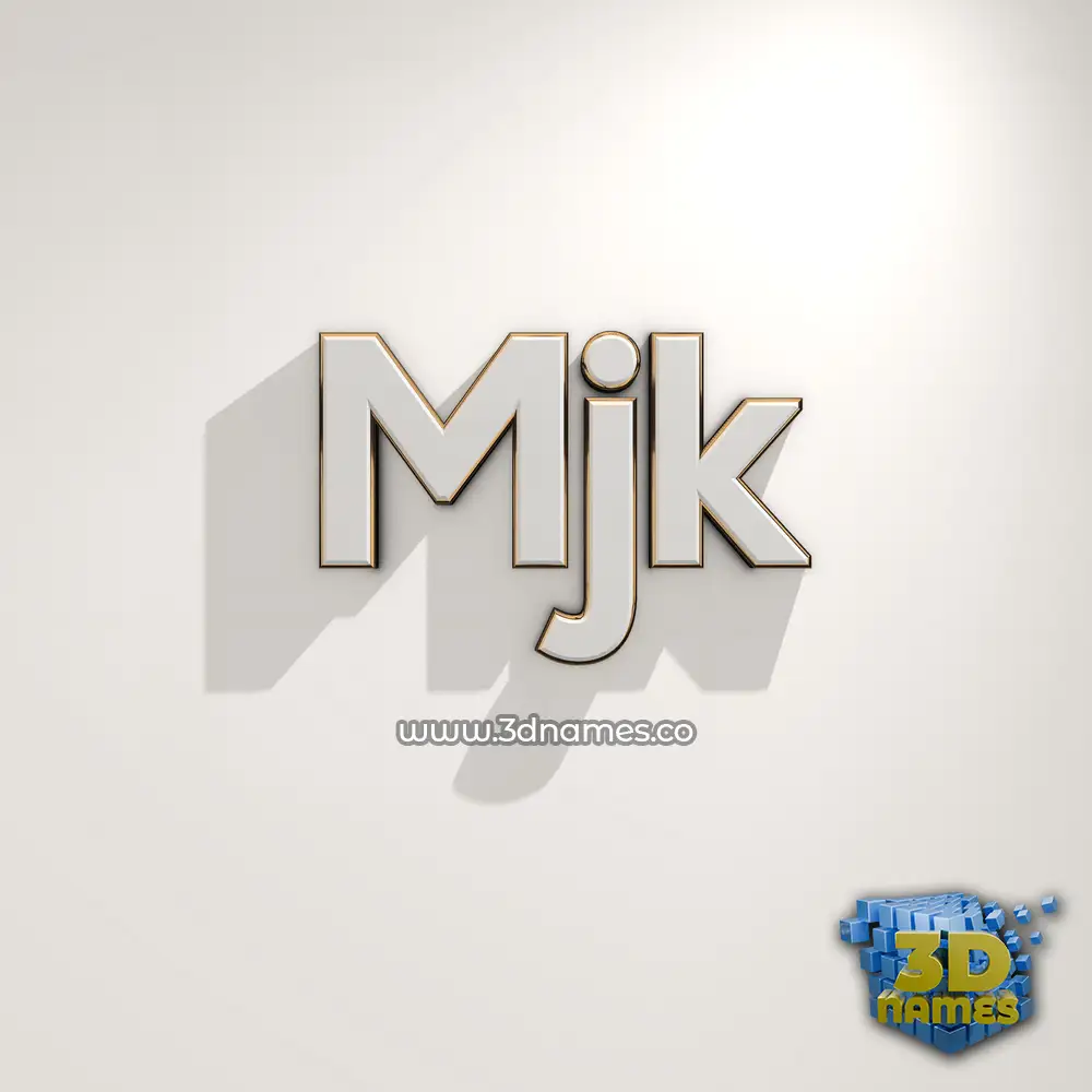 mjk in White Logo Warm style - 3D name wallpaper