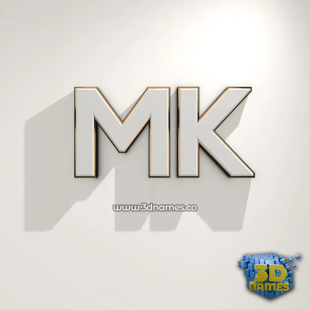 mk in White Logo Warm style - 3D name wallpaper