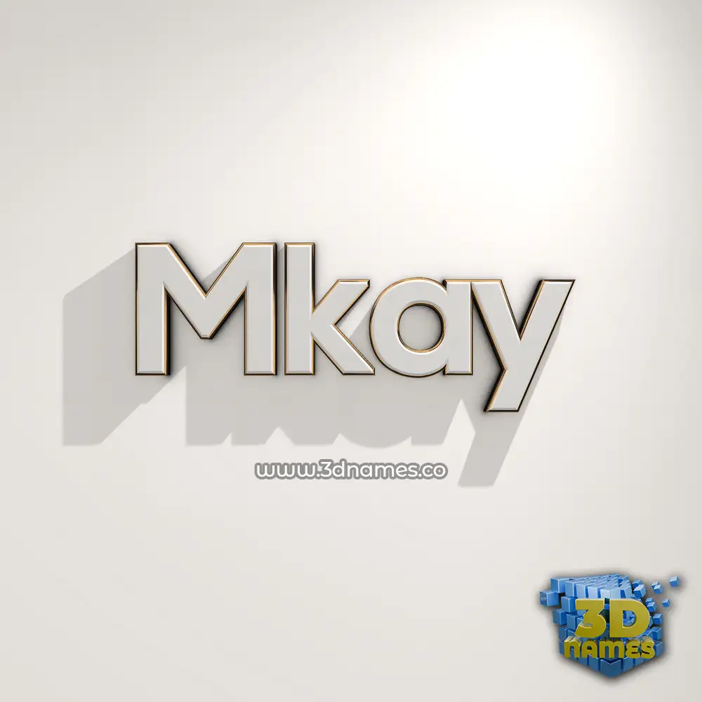 mkay in White Logo Warm style - 3D name wallpaper