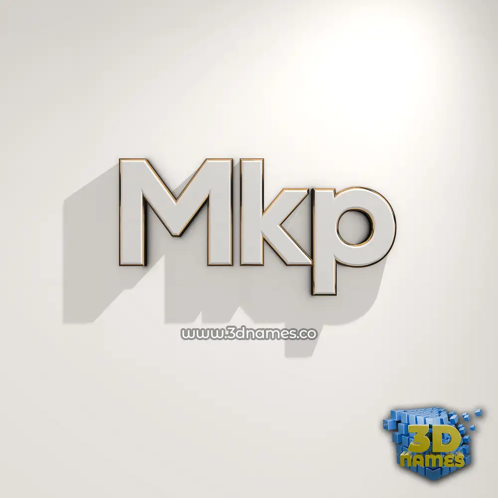 mkp in White Logo Warm style - 3D name wallpaper